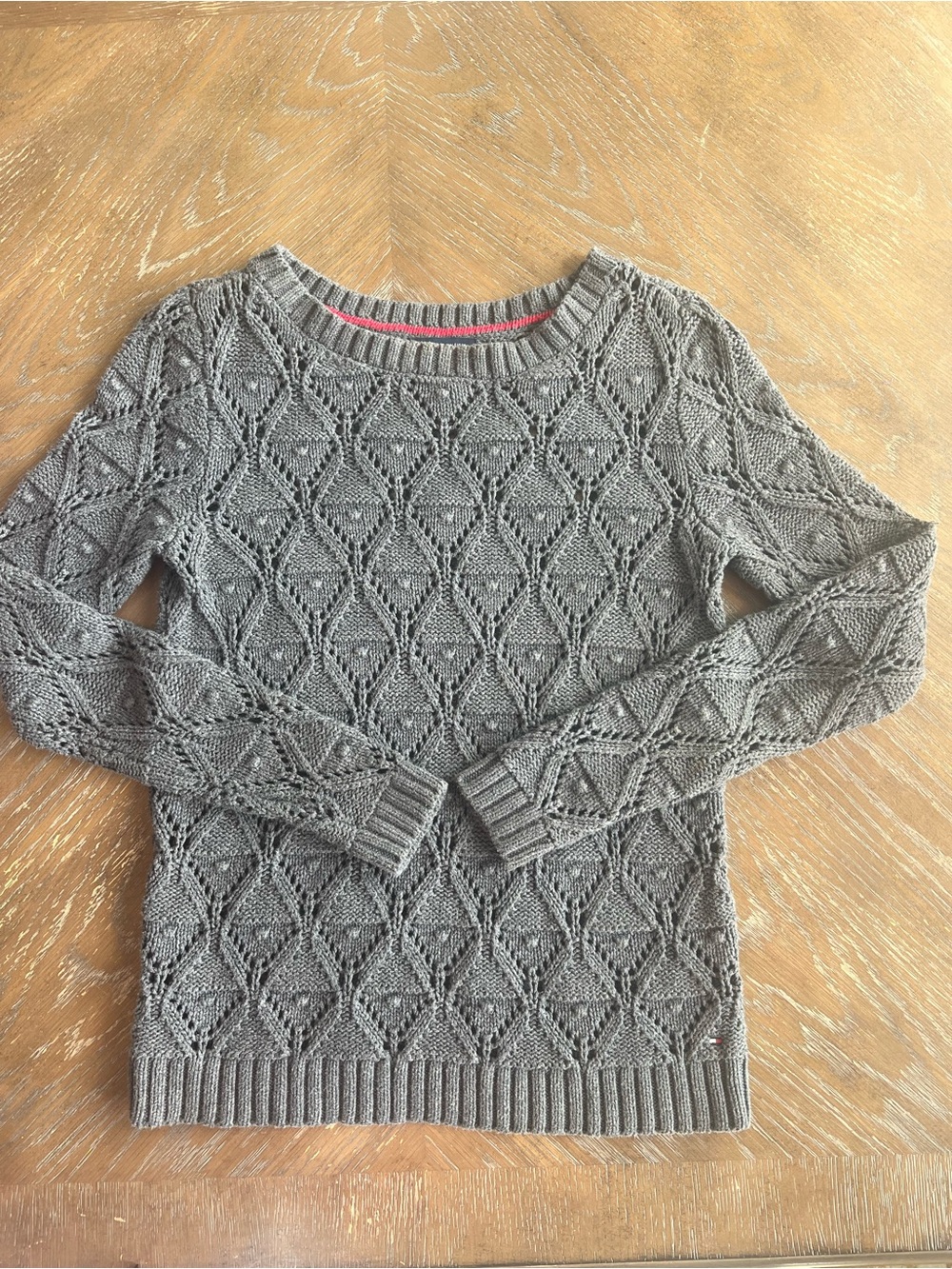 Tommy Hilfiger Gray Openwork Crewneck Sweater